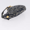 Christian Dior Trotter Canvas Saddle Coin Purse Navy Gold Auth 193769V-4