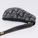 Christian Dior Trotter Canvas Saddle Coin Purse Navy Gold Auth 193769V-6