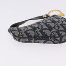 Christian Dior Trotter Canvas Saddle Coin Purse Navy Gold Auth 193769V-8