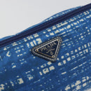 PRADA Pouch Nylon Blue Silver Auth 193770-8