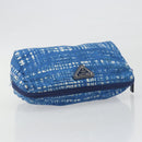 PRADA Pouch Nylon Blue Silver Auth 193770-5