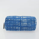PRADA Pouch Nylon Blue Silver Auth 193770-6