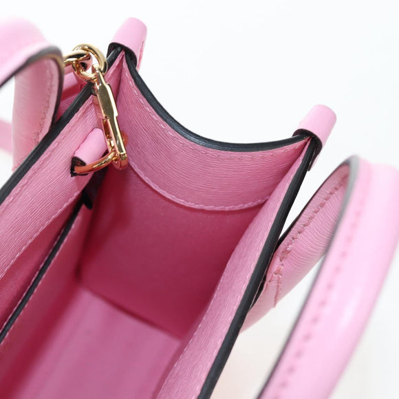 GUCCI Bananya Tote Bag Leather 2way Pink Gold 671623 Auth 193778SAM