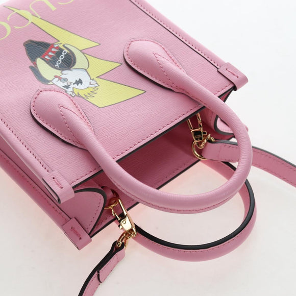 GUCCI Bananya Tote Bag Leather 2way Pink Gold 671623 Auth 193778SAM