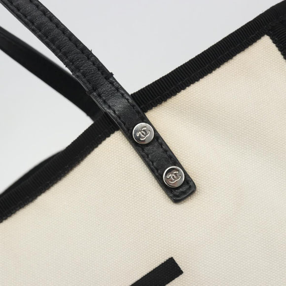 CHANEL Let's Lemon Tote Bag Canvas Beige Silver CC Auth 193780V