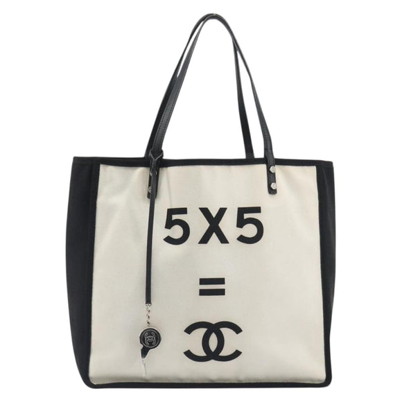 CHANEL Let's Lemon Tote Bag Canvas Beige Silver CC Auth 193780V