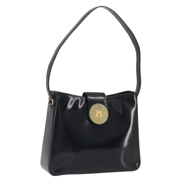 CELINE Shoulder Bag Leather Black Gold Auth 193781A