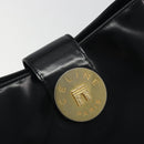 CELINE Shoulder Bag Leather Black Gold Auth 193781A-14