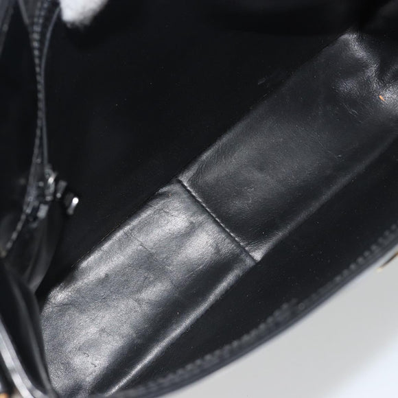 CELINE Shoulder Bag Leather Black Gold Auth 193781A