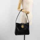 CELINE Shoulder Bag Leather Black Gold Auth 193781A-21