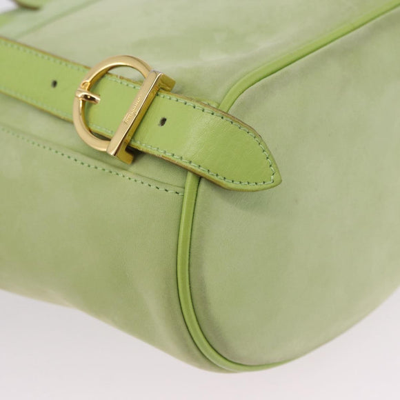 Salvatore Ferragamo Gancini Backpack Suede Green Gold Auth 193783A