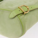 Salvatore Ferragamo Gancini Backpack Suede Green Gold Auth 193783A-15