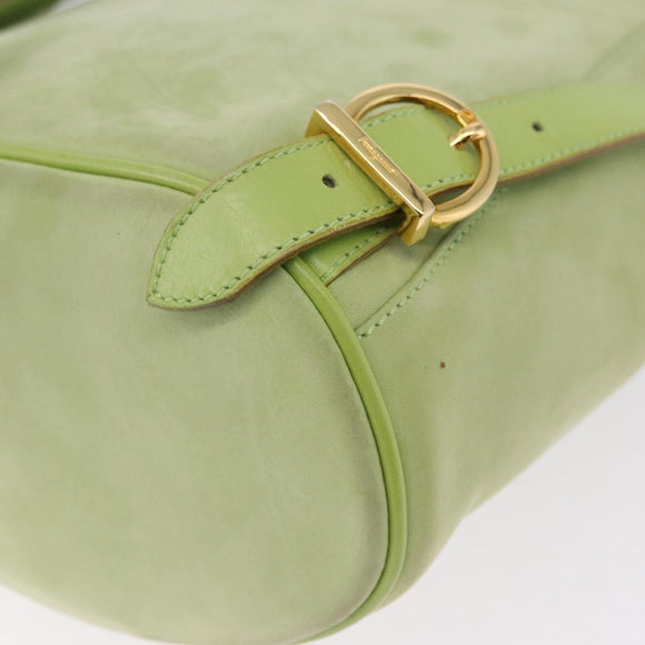 Salvatore Ferragamo Gancini Backpack Suede Green Gold Auth 193783A