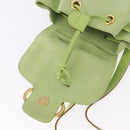 Salvatore Ferragamo Gancini Backpack Suede Green Gold Auth 193783A-17