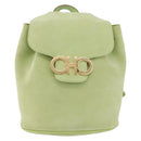 Salvatore Ferragamo Gancini Backpack Suede Green Gold Auth 193783A-2