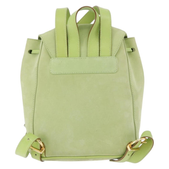 Salvatore Ferragamo Gancini Backpack Suede Green Gold Auth 193783A