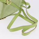Salvatore Ferragamo Gancini Backpack Suede Green Gold Auth 193783A-9