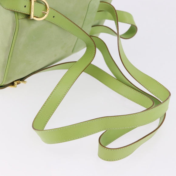 Salvatore Ferragamo Gancini Backpack Suede Green Gold Auth 193783A