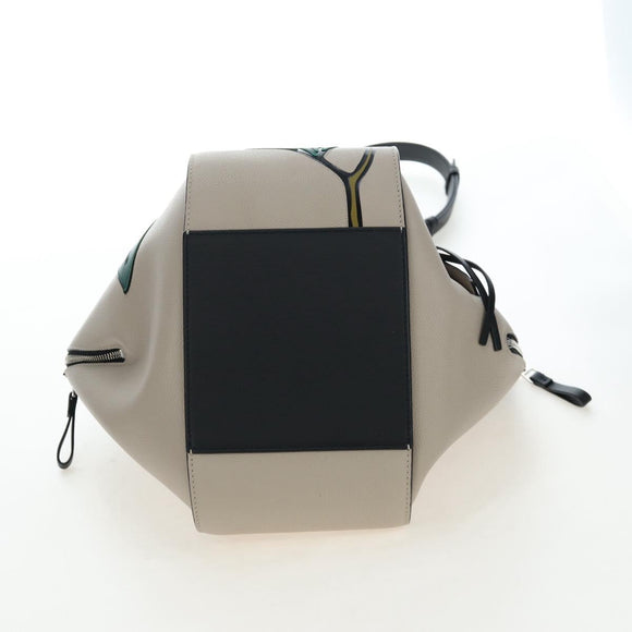 LOEWE Hammock Herbarium Hand Bag Leather 2 Beige Silver Auth 193784SAM