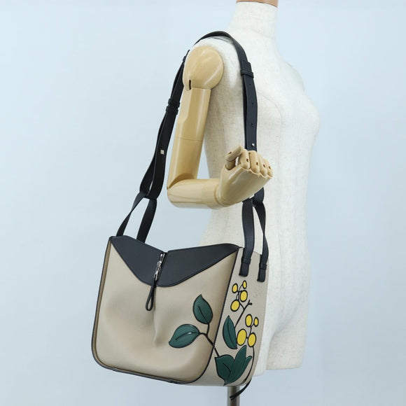 LOEWE Hammock Herbarium Hand Bag Leather 2 Beige Silver Auth 193784SAM