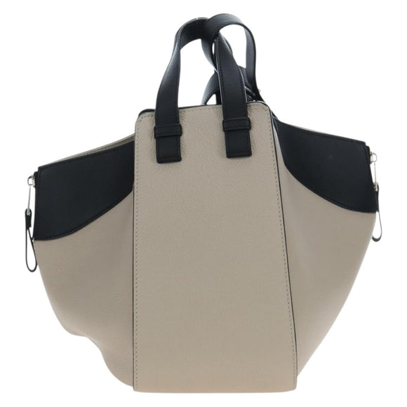 LOEWE Hammock Herbarium Hand Bag Leather 2 Beige Silver Auth 193784SAM