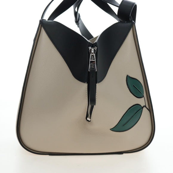 LOEWE Hammock Herbarium Hand Bag Leather 2 Beige Silver Auth 193784SAM
