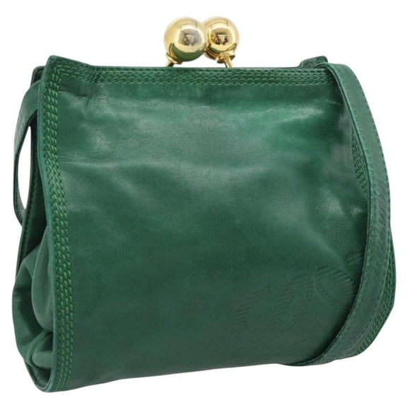 LOEWE Shoulder Bag Leather Green Gold Auth 193786