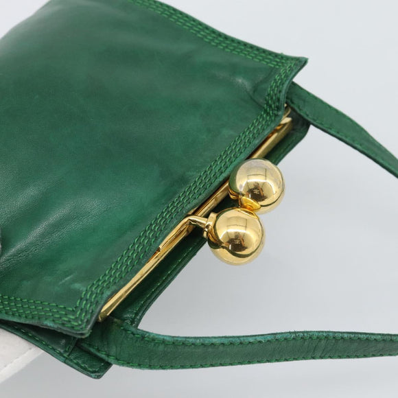 LOEWE Shoulder Bag Leather Green Gold Auth 193786