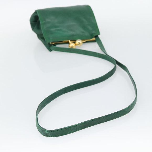 LOEWE Shoulder Bag Leather Green Gold Auth 193786