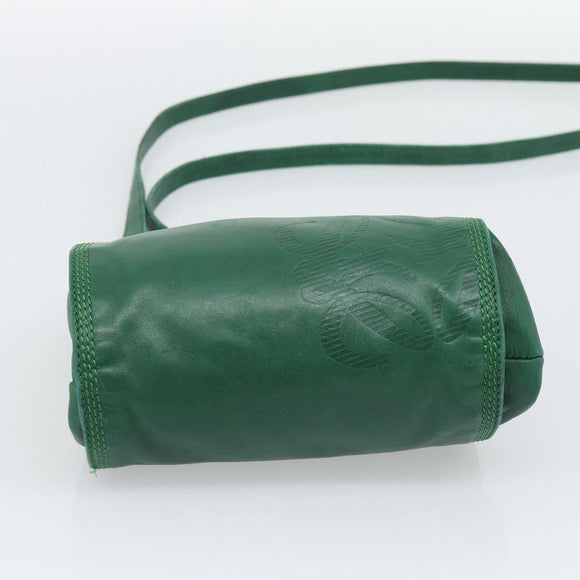 LOEWE Shoulder Bag Leather Green Gold Auth 193786