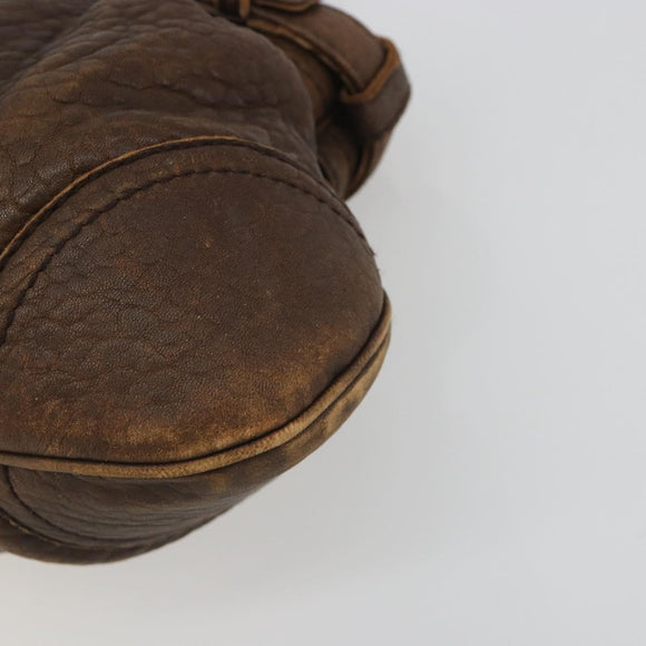 Salvatore Ferragamo Gancini Hand Bag Leather Brown Gold Auth 193788