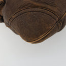 Salvatore Ferragamo Gancini Hand Bag Leather Brown Gold Auth 193788-15
