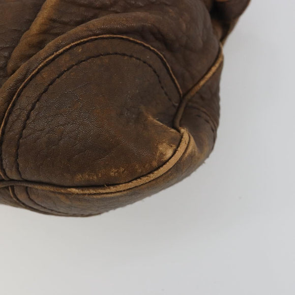 Salvatore Ferragamo Gancini Hand Bag Leather Brown Gold Auth 193788