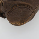 Salvatore Ferragamo Gancini Hand Bag Leather Brown Gold Auth 193788-16