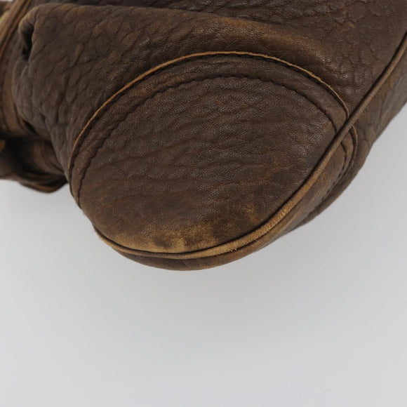 Salvatore Ferragamo Gancini Hand Bag Leather Brown Gold Auth 193788