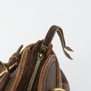 Salvatore Ferragamo Gancini Hand Bag Leather Brown Gold Auth 193788-19