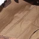 Salvatore Ferragamo Gancini Hand Bag Leather Brown Gold Auth 193788-11