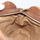 Salvatore Ferragamo Gancini Hand Bag Leather Brown Gold Auth 193788-20