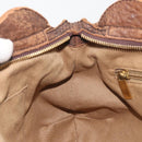 Salvatore Ferragamo Gancini Hand Bag Leather Brown Gold Auth 193788-21