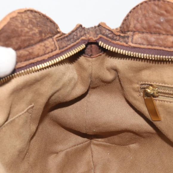 Salvatore Ferragamo Gancini Hand Bag Leather Brown Gold Auth 193788