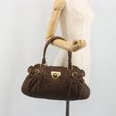 Salvatore Ferragamo Gancini Hand Bag Leather Brown Gold Auth 193788-24
