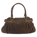 Salvatore Ferragamo Gancini Hand Bag Leather Brown Gold Auth 193788-2