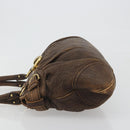 Salvatore Ferragamo Gancini Hand Bag Leather Brown Gold Auth 193788-4
