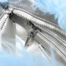 PRADA Clutch Bag Fur Blue Silver Auth 193790M-19