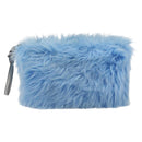 PRADA Clutch Bag Fur Blue Silver Auth 193790M-3