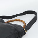 GUCCI Bamboo Hand Bag Leather 2way Black Gold 001 1638 1577 Auth 193791-10