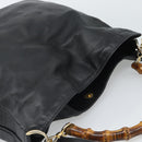 GUCCI Bamboo Hand Bag Leather 2way Black Gold 001 1638 1577 Auth 193791-6