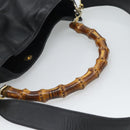 GUCCI Bamboo Hand Bag Leather 2way Black Gold 001 1638 1577 Auth 193791-7