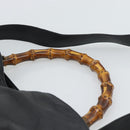 GUCCI Bamboo Hand Bag Leather 2way Black Gold 001 1638 1577 Auth 193791-8