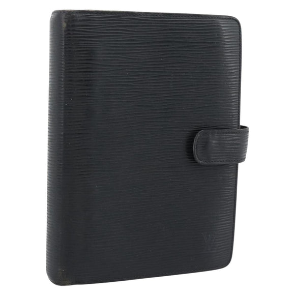 LOUIS VUITTON Epi Agenda MM Day Planner Cover Black R20042 LV Auth 193797